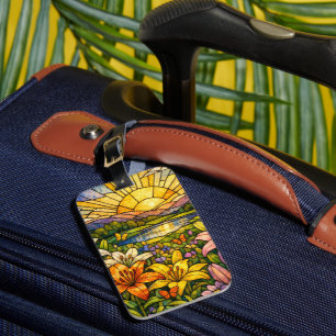 Sunshine Lilies Stained Glass Luggage Tag