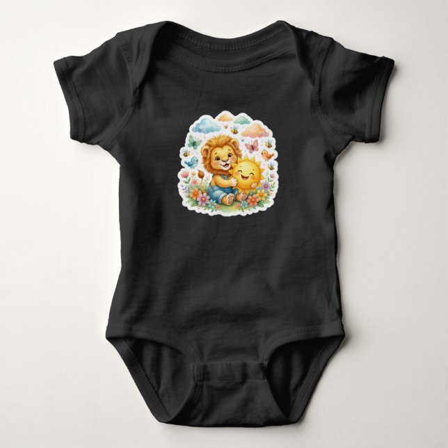 Sunshine Lion Baby Bodysuit (Front)
