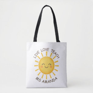 Sunshine Live Love Teach Personalised Teacher  Tote Bag