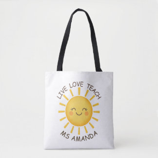 Sunshine Live Love Teach Personalised Teacher  Tote Bag