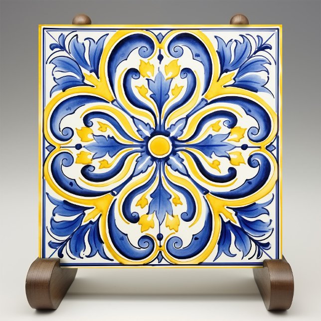Sunshine Majolica Royal Blue Vibrant Yellow Tile (Creator Uploaded)