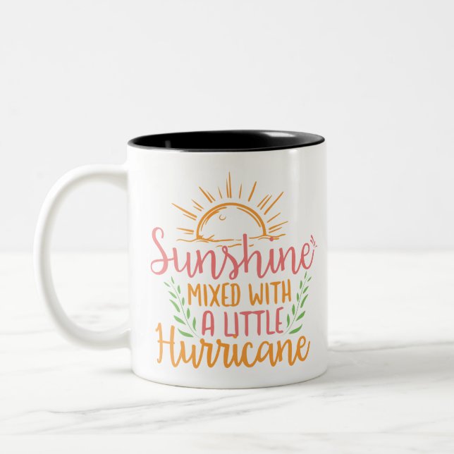 sunshine mixed with a little hurricane Two-Tone coffee mug (Left)