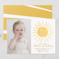 Sunshine Modern Watercolor Photo Birthday