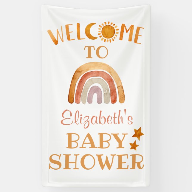 Sunshine, Moon, Rainbow and Stars Welcome  Banner (Vertical)