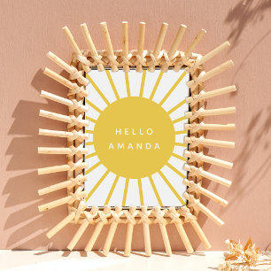Sunshine Name Hello Modern Scandi Mustard Sun Poster