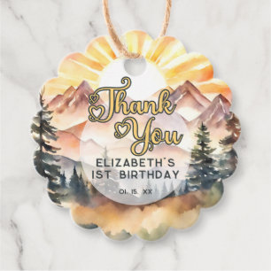 Sunshine Nature Mountains Birthday Party Thank You Favour Tags