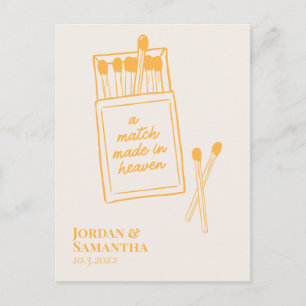 Sunshine Orange Match Made in Heaven Save the Date Postcard