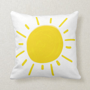Sunshine Painted Whimsical Yellow Sun Cushion