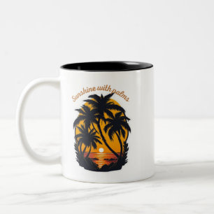 Sunshine & Palm Invitations – Tropical Elegance fo Two-Tone Coffee Mug