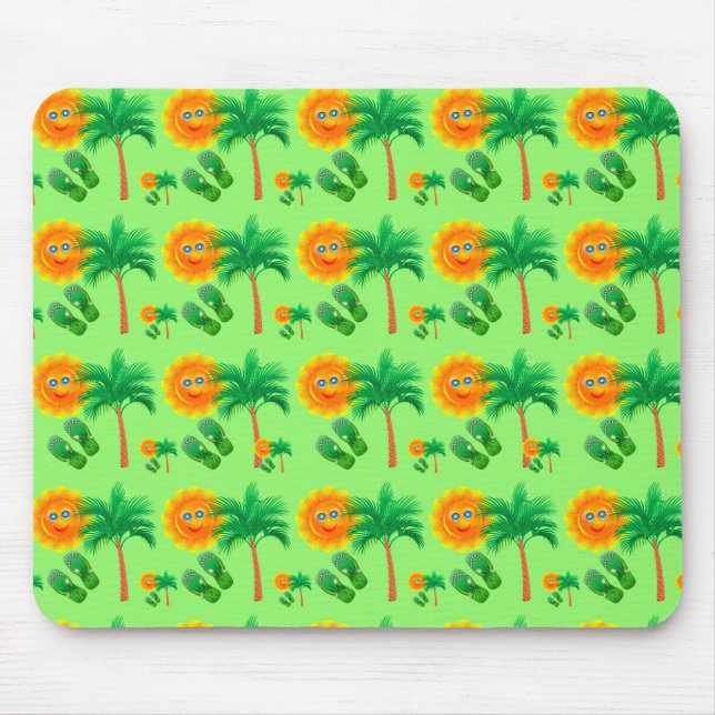 Sunshine, Palm Trees and Flip Flops Mouse Mat (Front)