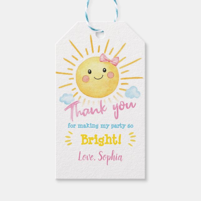 Sunshine Party Favour Tag Gift Birthday Baby Showe (Front)