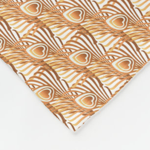 Sunshine peacock feathers art nouveau design fleece blanket