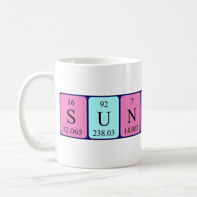 Sunshine periodic table name mug (Left)