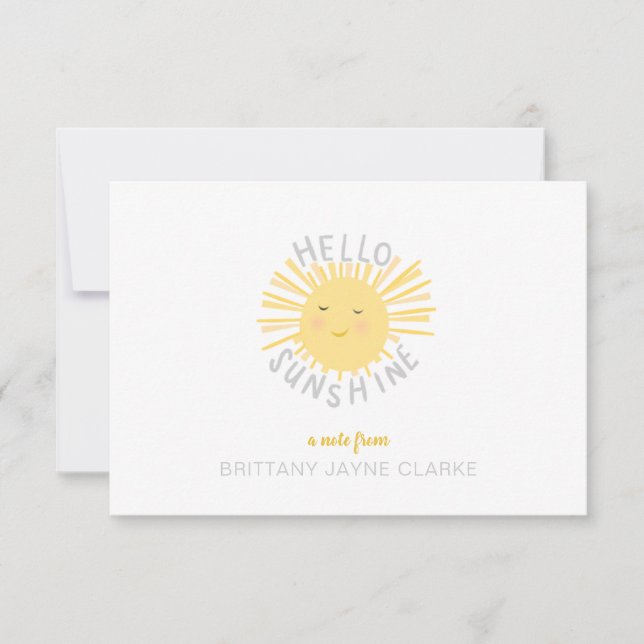 Sunshine Personalised Note Cards for Kids (Front)