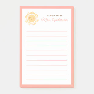 Sunshine Personalised Teacher Appreciation Gift Post-it Notes