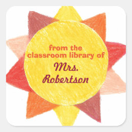 Sunshine personalised teacher gift bookplate square sticker