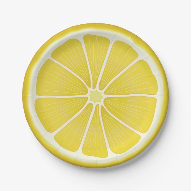 Sunshine Picnic Party Lemon Paper Plate (Front)