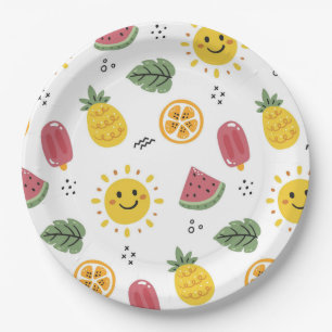 Sunshine, Pineapples, Watermelons, oranges Paper Plate