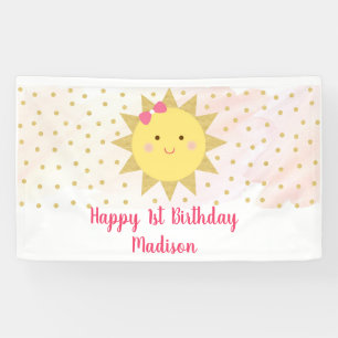 Sunshine Pink & Gold First Birthday Banner