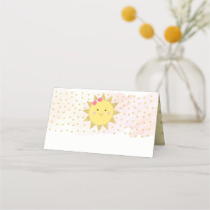 Sunshine Pink & Gold First Birthday Food Place Card