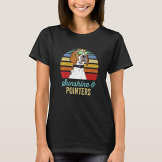 Sunshine Pointers Dog Retro Sunset Beach Vibe T-Shirt