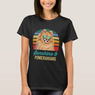 Sunshine Pomeranians Dog Retro Sunset Beach Vibe T-Shirt