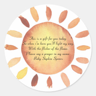 Sunshine. Prayer candle label