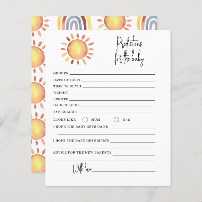 Sunshine predictions and advice (Front/Back)