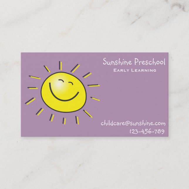 Sunshine Preschool Early Learning Centre Business Card (Front)