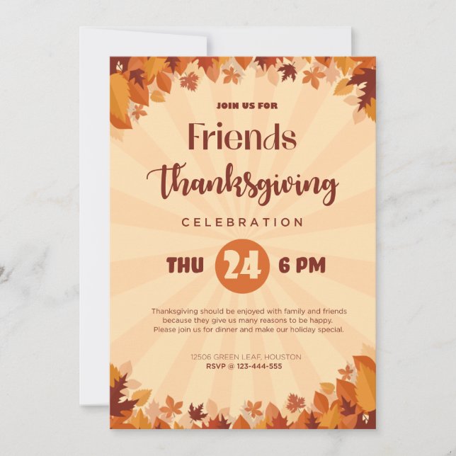 Sunshine & Pumpkins Friendsgiving in Orange Forest Invitation (Front)