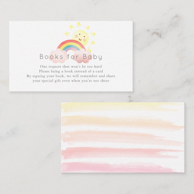 Sunshine & Rainbow Baby Shower Book Request Enclosure Card (Front/Back)