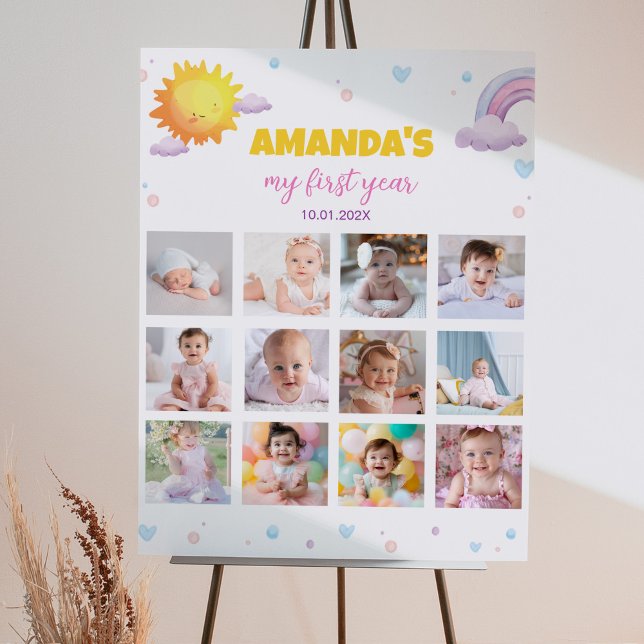 Sunshine Rainbow Birthday Photo Milestone Poster (Creator Uploaded)