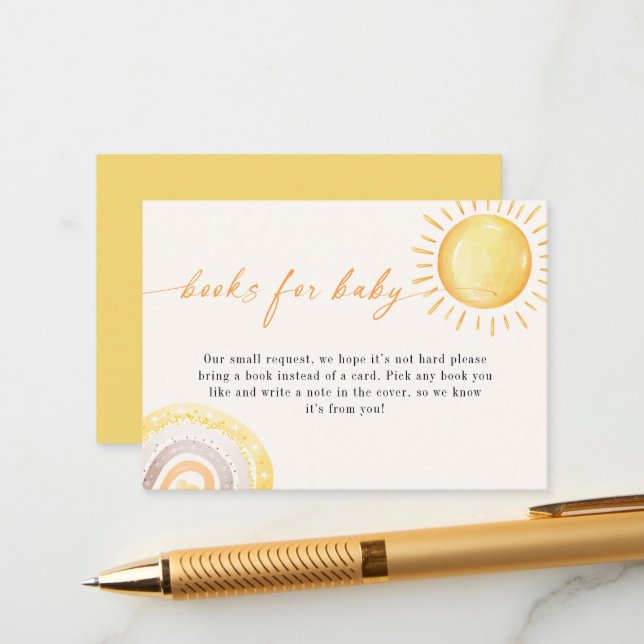 Sunshine & Rainbow  Books For Baby Enclosure Card (Front/Back In Situ)