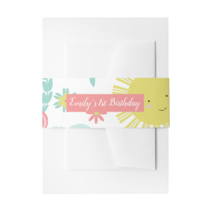 Sunshine Rainbow Floral Birthday  Invitation Belly Band
