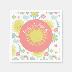 Sunshine Rainbow Floral Birthday Napkins