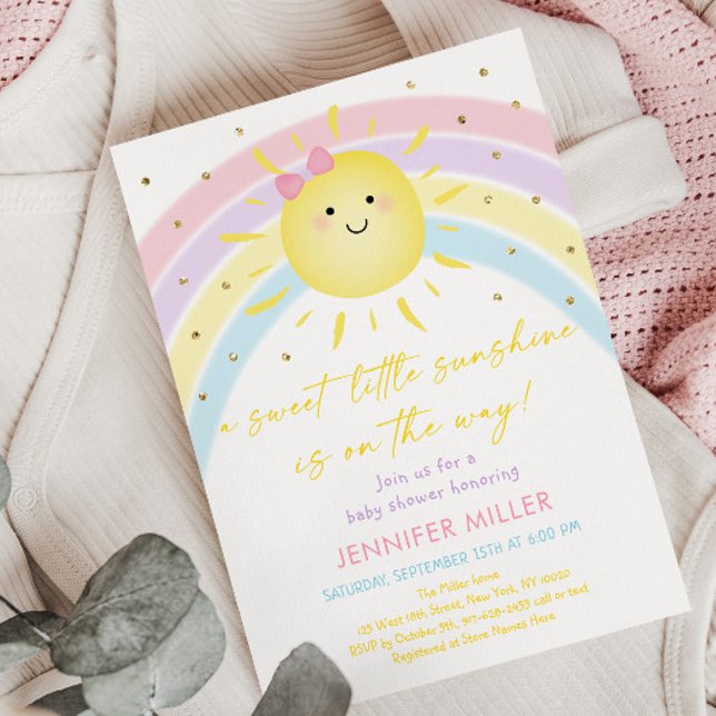 Sunshine Rainbow Pastel Baby Shower Invitation (Creator Uploaded)