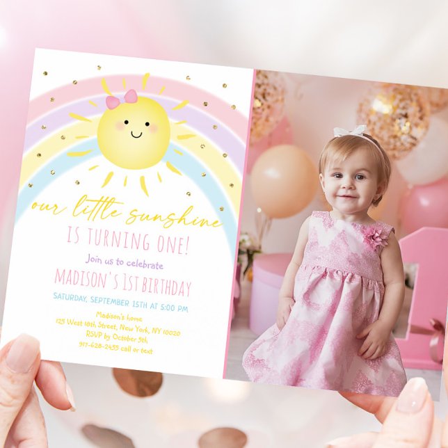 Sunshine Rainbow Pastel Birthday Invitation (Creator Uploaded)