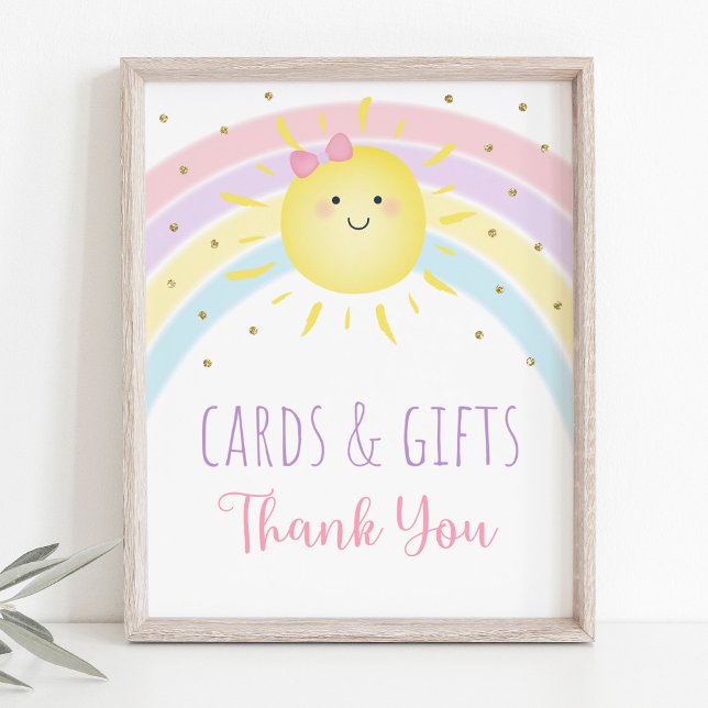 Sunshine Rainbow Pink Gold Cards & Gifts Sign (Creator Uploaded)
