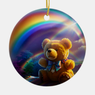 Sunshine Rainbow Teddy Bear Wonderland Ceramic Tree Decoration