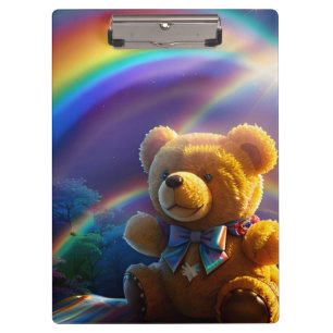 Sunshine Rainbow Teddy Bear Wonderland Clipboard