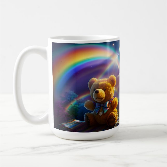 Sunshine Rainbow Teddy Bear Wonderland Coffee Mug (Left)