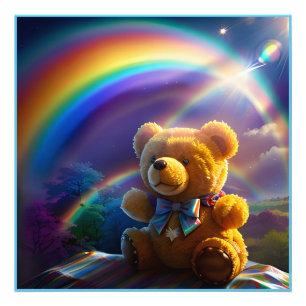 Sunshine Rainbow Teddy Bear Wonderland Photo Print