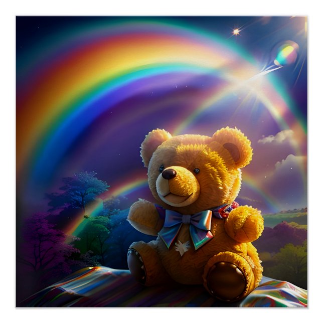 Sunshine Rainbow Teddy Bear Wonderland Poster (Front)