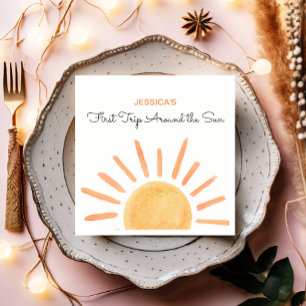 Sunshine Rainbow Trip Around the Sun 1st Birthday Napkin