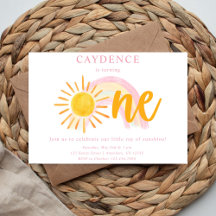 Sunshine & Rainbows First Birthday Invitation