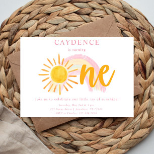 Sunshine & Rainbows First Birthday Invitation
