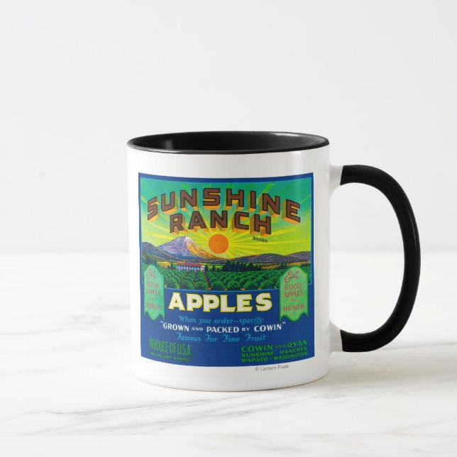 Sunshine Ranch Apple Label - Wapato, WA Mug (Right)