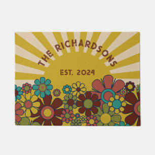 Sunshine Retro Garden Vintage 60s 70s Personalized Doormat