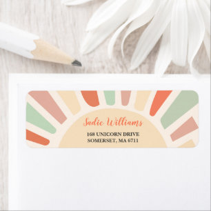 Sunshine Retro Rainbow Birthday Party label