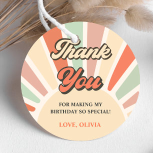 Sunshine Retro Rainbow Thank You Birthday Party  Favour Tags